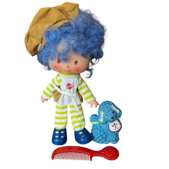 Strawberry Shortcake Crepe Suzette Doll & Pet Poodle Eclair & Comb Vintage 1980s - Picture 1 of 8